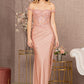 Rose Gold Glitter Sheer Bodice Mermaid Slit Gown GL3162 - Women Formal Dress- Special Occasion-Curves