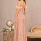 Rose Gold_1 Feather Sequin Velvet Mermaid Slit Gown GL3163 - Women Formal Dress - Special Occasion-Curves