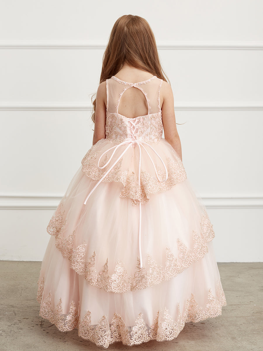 Rose Gold_1 Girl Dress with Ruffle Lace Pageant Dress - AS7030