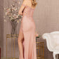 Rose Gold_1 Glitter Sheer Bodice Mermaid Slit Gown GL3162 - Women Formal Dress- Special Occasion-Curves