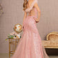 Rose Gold_1 Sheer Bodice Glitter Trumpet Dress GL3130 - Women Formal Dress - Special Occasion-Curves