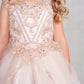 Rose Gold_2 Girl Dress with Metallic Corded Lace Bodice - AS7028