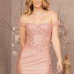 Rose Gold_3 Glitter Sheer Bodice Mermaid Slit Gown GL3162 - Women Formal Dress- Special Occasion-Curves