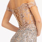 Rose Gold_3 Sheer Bodice Cut-Away Shoulder Women Formal Dress - GL3024 - Special Occasion-Curves