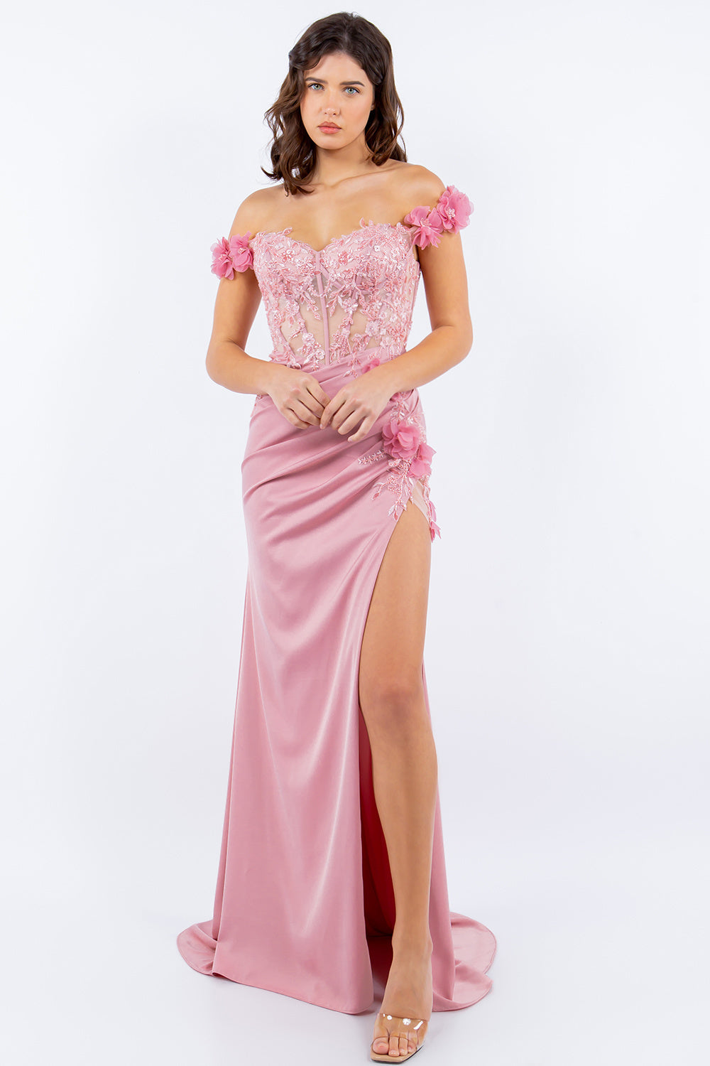 Rose_3 Floral Off The Shoulder Gown AS8050J - Special Occasion-Curves