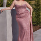 Rosewood Fitted Glitter Corset Slit Gown CD254C - Women Evening Formal Gown - Curves