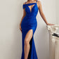 Royal Asymmetrical Shoulder Satin Gown CD881 - Women Evening Formal Gown - Special Occasion-Curves