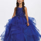 Royal Blue Girl Dress with Sleeveless Illusion Neckline Pageant Dress - AS7018