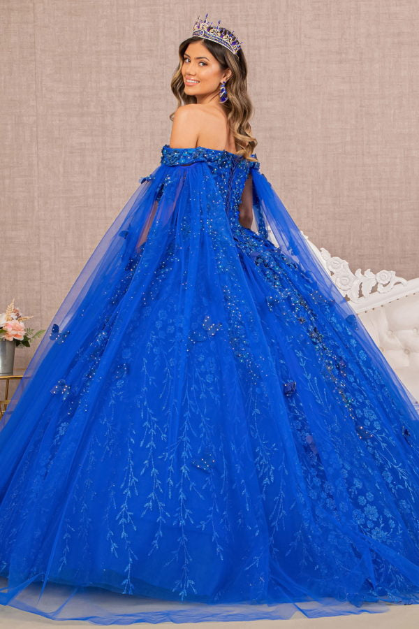 Royal Blue_1 GL3111 - Embroidery Glitter Sweetheart Neck Quinceanera Dress