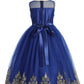 Royal Blue_1 Girl Dress - Gold Cording Embroidery Dress - AS552 Kids Dream