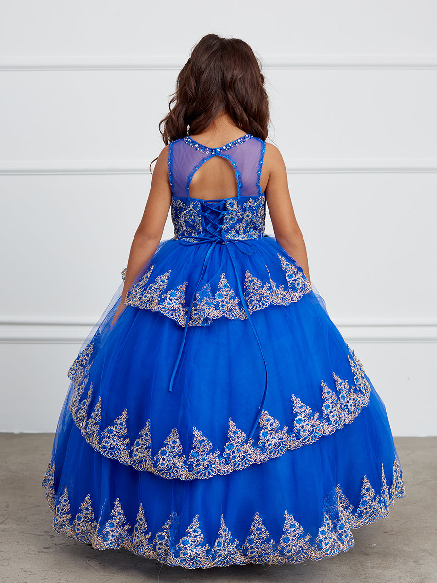 Royal Blue_1 Girl Dress with Ruffle Lace Pageant Dress - AS7030