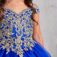Royal Blue_2 Girl Dress with Off-Shoulder Lace Bodice - AS7024