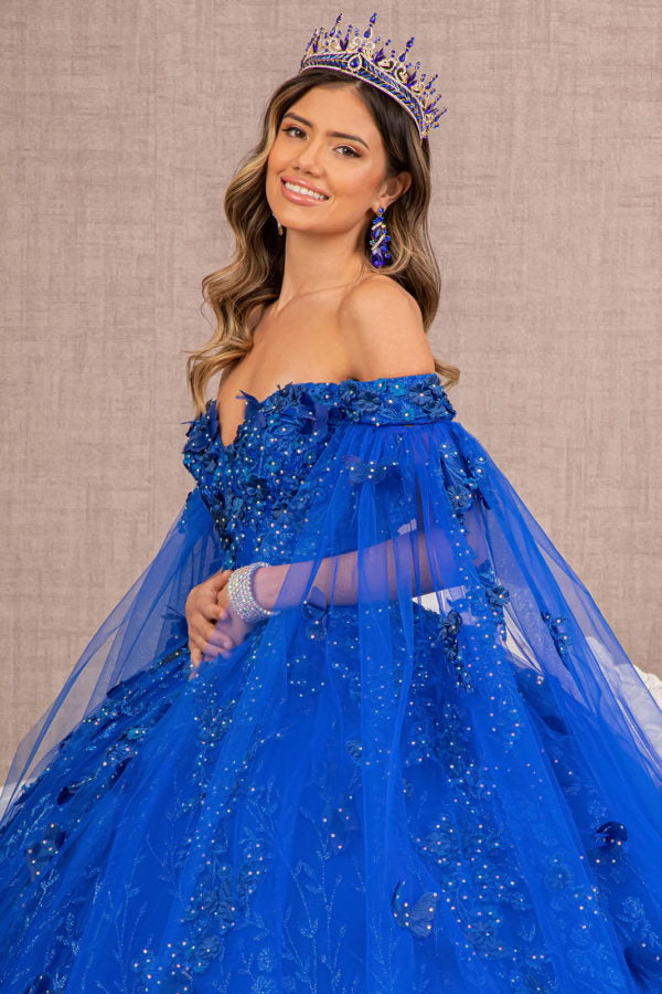 Royal Blue_3 GL3111 - Embroidery Glitter Sweetheart Neck Quinceanera Dress