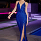 Royal Draped Glitter V-Neck Sheath Gown CD279 - Women Evening Formal Gown - Special Occasion-Curves