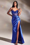 Fitted Sheer Corset Satin Slit Gown By Ladivine CD265 - Women Evening ...