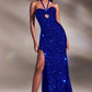Royal Fitted Halter Sequin Slit Gown CD883 - Women Evening Formal Gown - Special Occasion