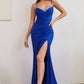 Royal Fitted Satin Corset Slit Gown CD888 - Women Evening Formal Gown - Special Occasion