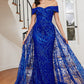Royal Off The Shoulder with Over Skirt Gown J836 - Women Evening Formal Gown - Special Occasion-Curves