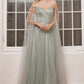 Sage A-Line with Cape Sleeves Gown CD0204 - Women Evening Formal Gown - Special Occasion-Curves