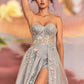 Sage_1 Strapless A-line Corset Slit Gown A1153 Penelope Gown - Special Occasion