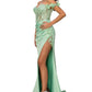 Sage_2 Floral Off The Shoulder Gown AS8050J - Special Occasion-Curves
