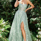 Sage_2 Greenery Sweetheart A-line Slit Gown Andrea & Leo Couture - A1203