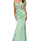 Sage_3 Floral Off The Shoulder Gown AS8050J - Special Occasion-Curves