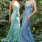 Sea-mist-Blue Diamond Rococo Backless Mermaid Gown A1170 Penelope Gown - Special Occasion