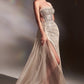 Silver-Nude_2 Straight Across Sheath Corset Slit Gown CD991 - Women Evening Formal Gown - Special Occasion