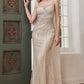 Silver-nude Embellished Fitted Mermaid Gown CD990 - Women Evening Formal Gown - Special Occasion