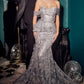 Silver Embellished Strapless Mermaid Gown J855 - Women Evening Formal Gown - Special Occasion