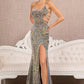 Silver Velvet Cut-out Mermaid Slit Women Formal Dress - GL3150 - Special Occasion-Curves