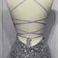 Silver_1 Iridescent Fitted Sequin Gown CD258 - Women Evening Formal Gown - Special Occasion