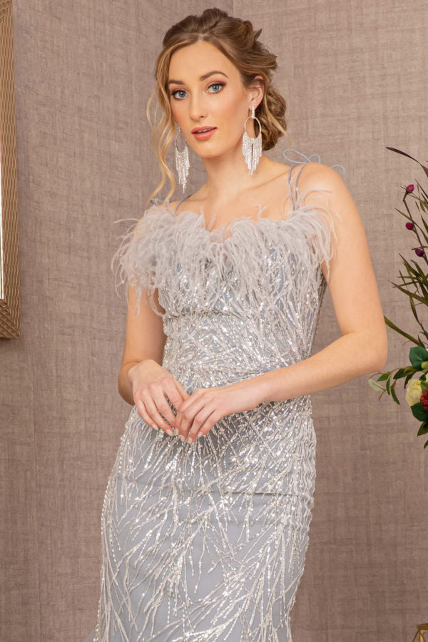 Silver_1 Sequin Sweetheart Trumpet Dress GL3117 - Women Formal Dress - Special Occasion-Curves
