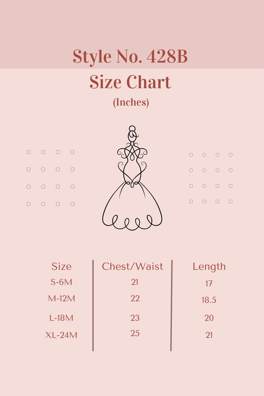Size Chart Baby Top Silk Party Dress-AS135B
