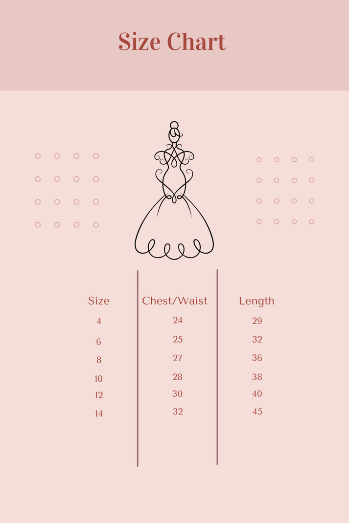 Size Chart Girl Dress - Gold Cording Embroidery Dress - AS552 Kids Dream