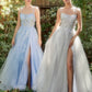 SkyBlue-Silver Butterfly Applique A-line Gown A1141 Penelope Gown - Special Occasion