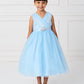 Sky Blue Girl Dress with Glitter V-Neck Tulle Dress - AS5698
