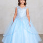 Sky Blue Girl Dress with Metallic Corded Lace Bodice - AS7028