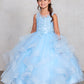 Sky Blue Girl Dress with Sleeveless Illusion Neckline Pageant Dress - AS7018