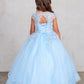 Sky Blue_1 Girl Dress with Metallic Corded Lace Bodice - AS7028