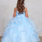 Sky Blue_1 Girl Dress with Sleeveless Illusion Neckline Pageant Dress - AS7018
