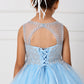 Sky Blue_3 Girl Dress with Floral Applique Bodice - AS7013