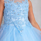 Sky Blue_3 Girl Dress with Sleeveless Illusion Neckline Pageant Dress - AS7018