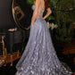 Smoky-blue Glitter Corset Ball Gown CB102 - Women Evening Formal Gown - Special Occasion-Curves