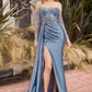 Smoky-blue Long Sleeve Beaded Corset Gown A1160 Penelope Gown - Special Occasion
