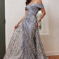 Smoky-blue Off The Shoulder with Over Skirt Gown J836 - Women Evening Formal Gown - Special Occasion-Curves