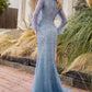 Smoky-blue_1 Diamond Ombre Long Sleeve Gown A1173 Penelope Gown - Special Occasion