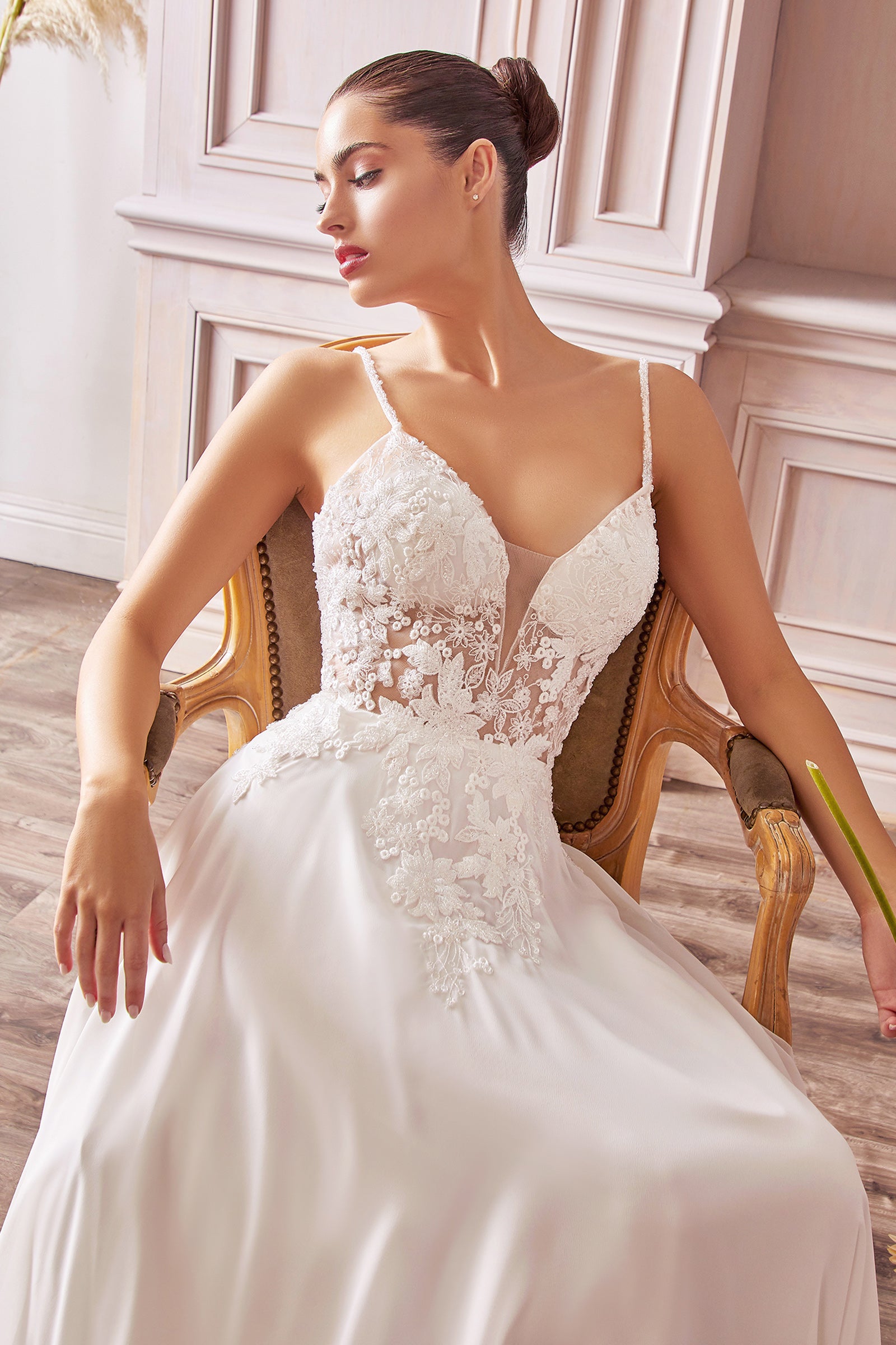 A-Line Chiffon Bridal Gown by Cinderella Divine TY11 Ariststyles A-Line Chiffon Bridal Gown by Cinderella Divine TY11 Ariststyles