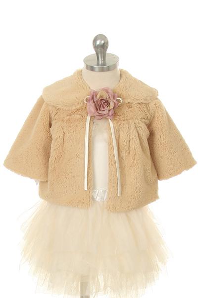 Taupe Baby Soft Fur Half Coat Dress-AS281